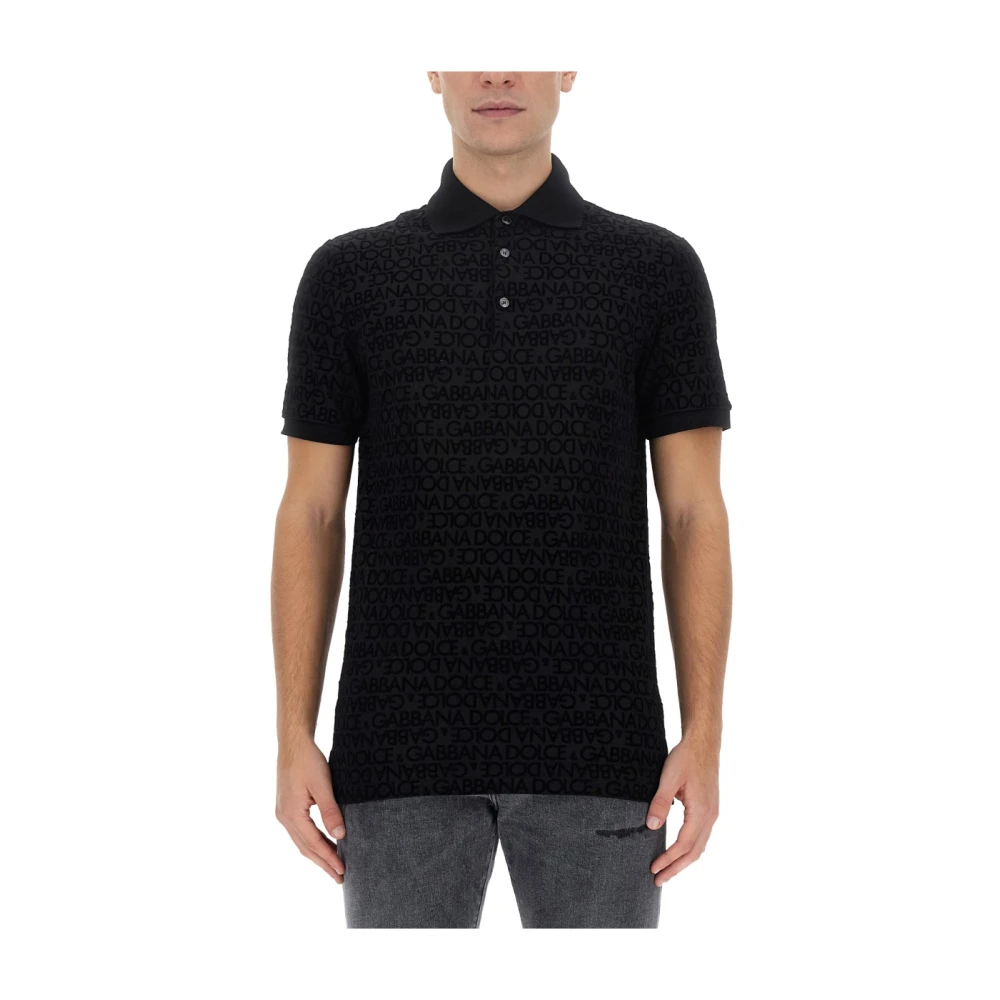 Dolce & Gabbana Logo Polo Shirt 100% Katoen Italië Black Heren