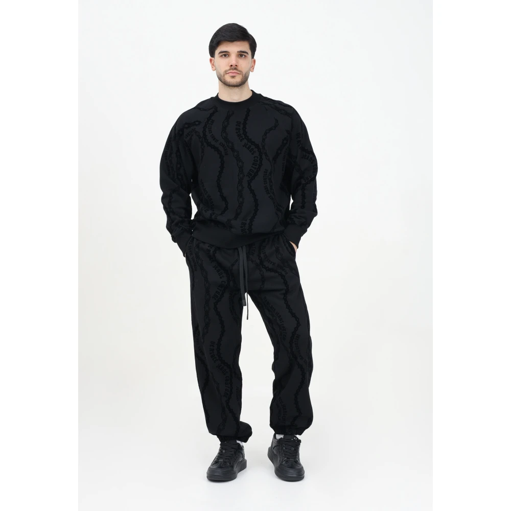 Versace Jeans Couture Zwarte Chain Couture Velvet Sportbroek Black Heren
