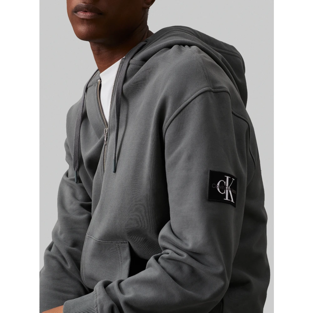 Calvin Klein Grijze trui met capuchon en rits Gray Heren