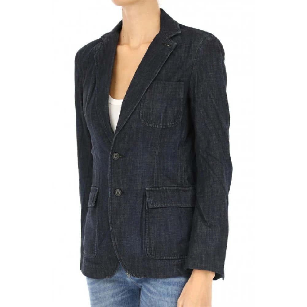 Polo Ralph Lauren Denim Blazer met 2-Knoopssluiting Black Dames