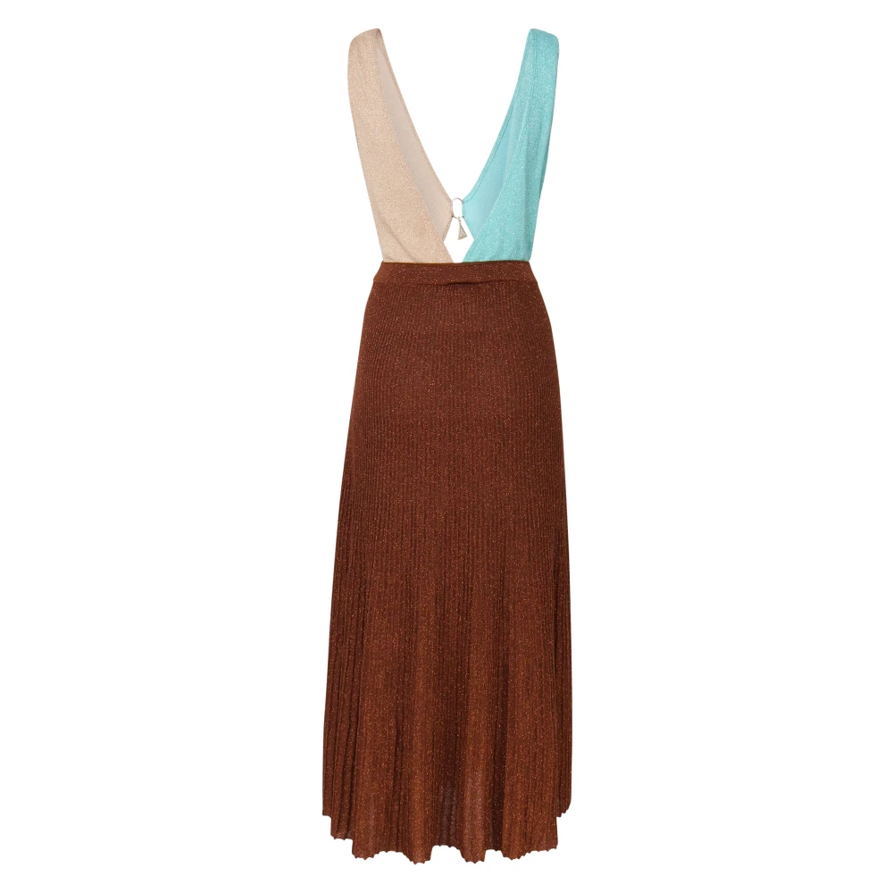 Akep Jurk met uitsnede Beige Turquoise Bruin Brown Dames