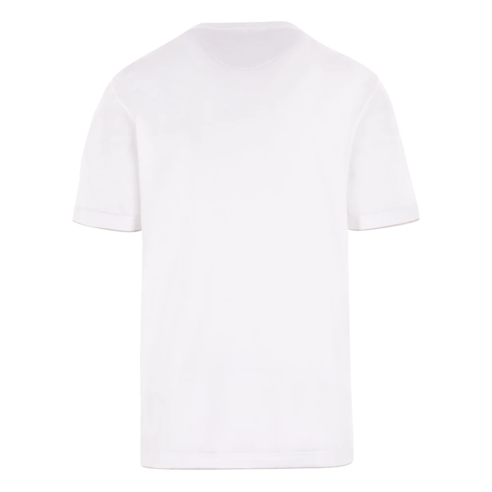 Eleventy Beige Katoenen T-shirt met Dubbele Laag Grijze Randen White Heren