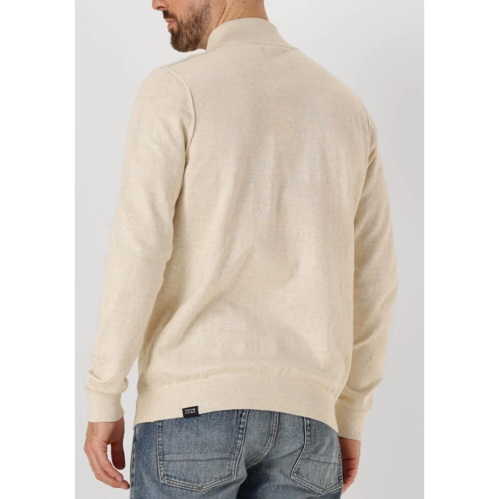 Butcher of Blue Heren Trui Lt Clifden Half Zip Beige Heren
