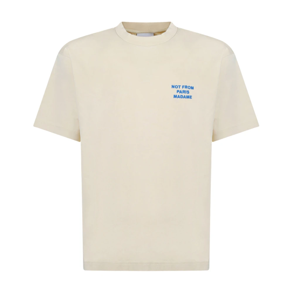 Drole de Monsieur Slogan T-shirt in crème en blauw Beige Heren