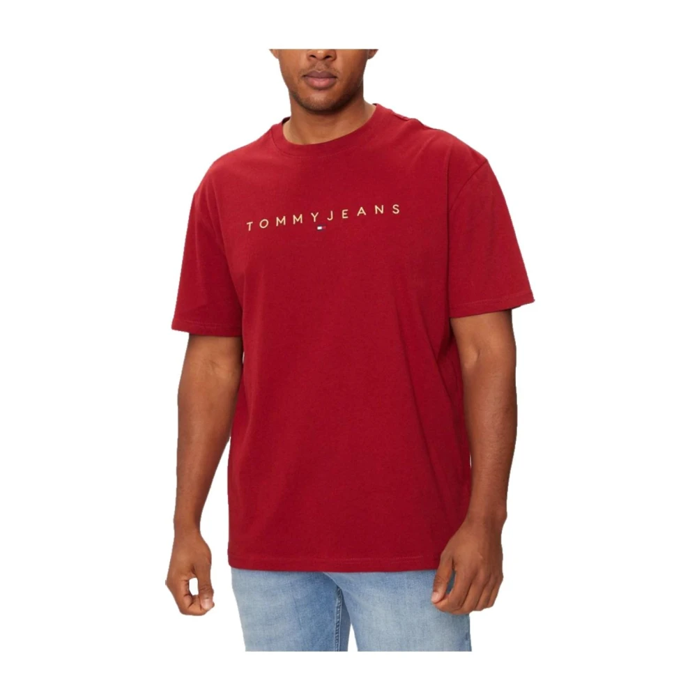 Tommy Hilfiger Gouden Lineaire Tee Urban Stijl Red Heren