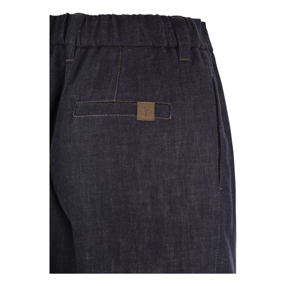 BRUNELLO CUCINELLI Denim Shorts met elastische tailleband Blue Dames