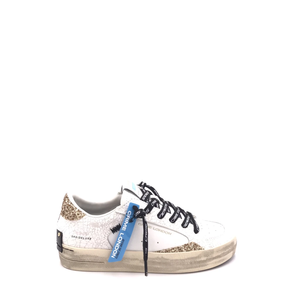 Crime London Witte leren sneakers met gouden glitter Dames Schoenen Veelkleurig Multicolor