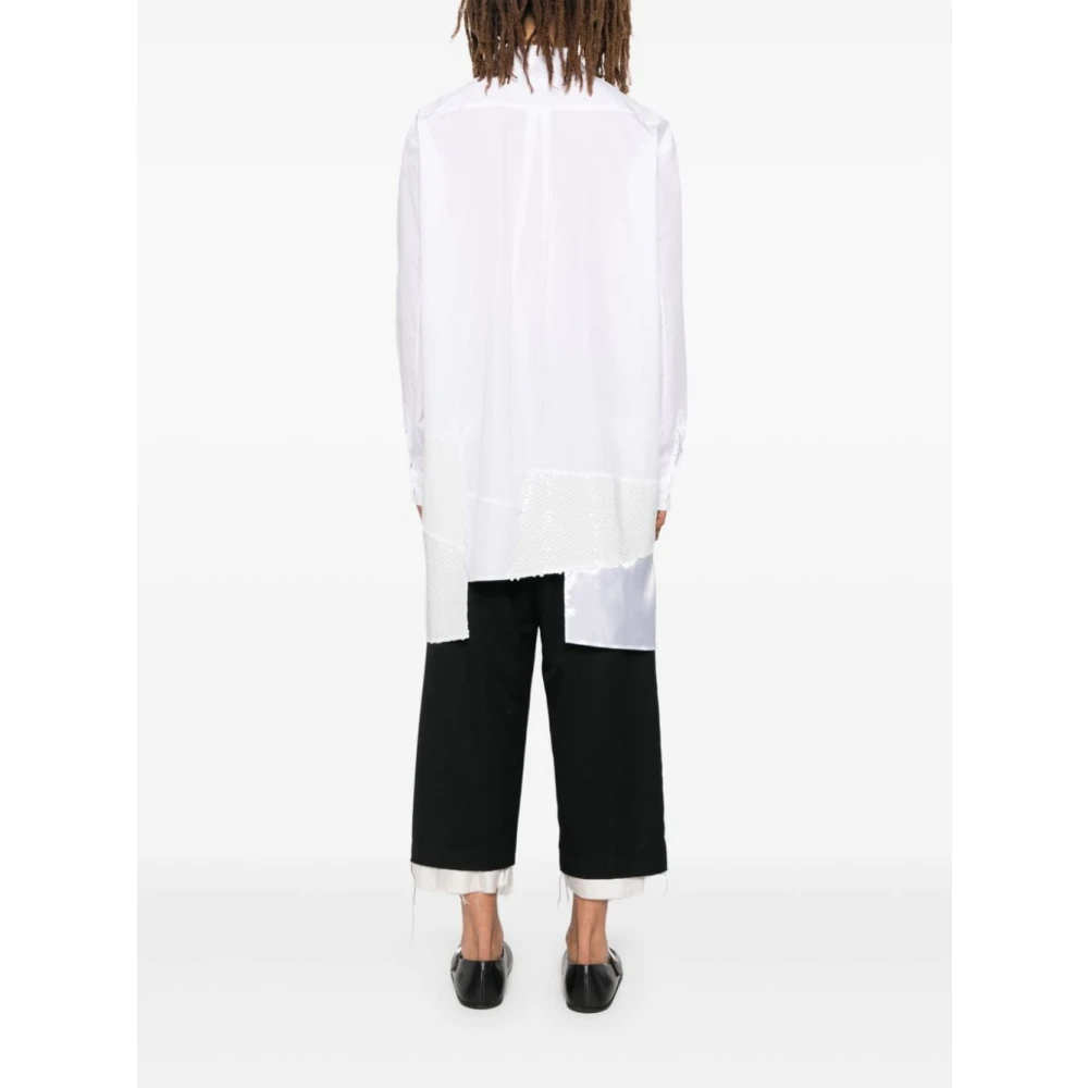 Comme des Garçons Witte Katoenen Patchwork Overhemd Long-Fit White Heren