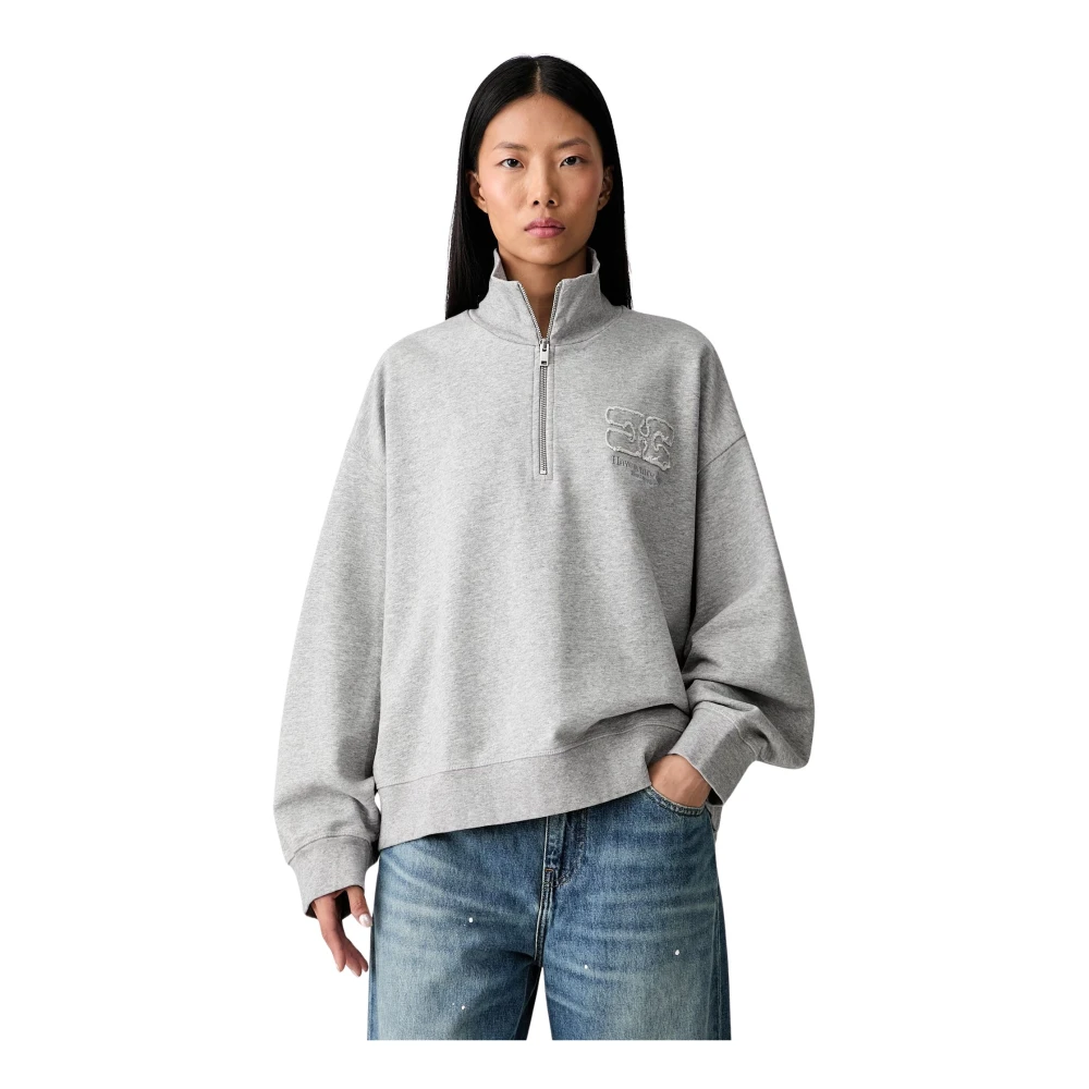 Ganni Donna Grigio Half Zip Sweatshirt - Immagine 2