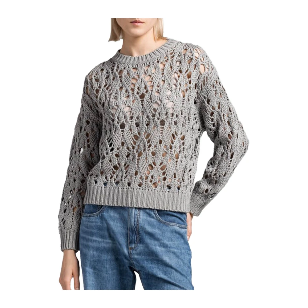 BRUNELLO CUCINELLI Gebreide Pullover Sweater Gray Dames