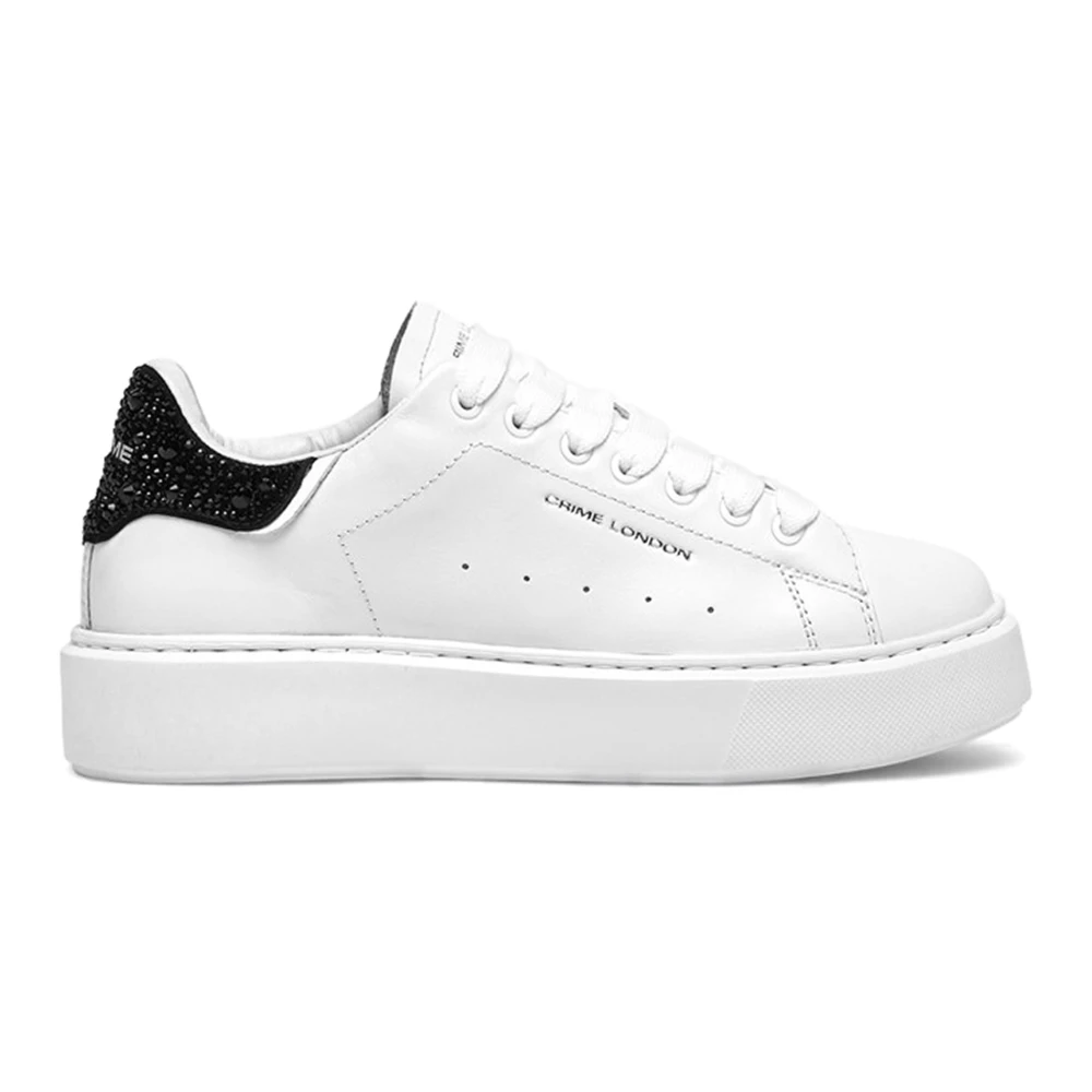 Crime London Vita Sneakers med Glittrande Häl White, Dam