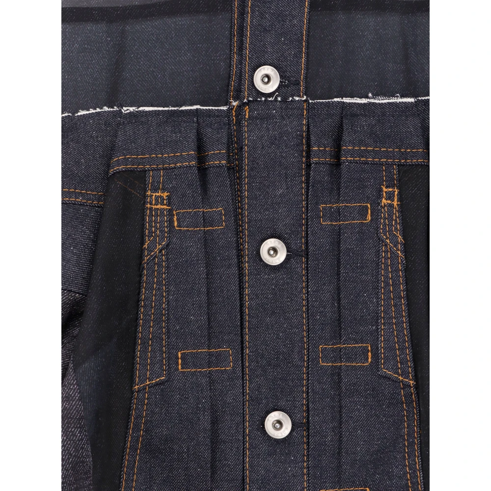 Sacai Denim overhemd met voile inzetstuk Blue Dames