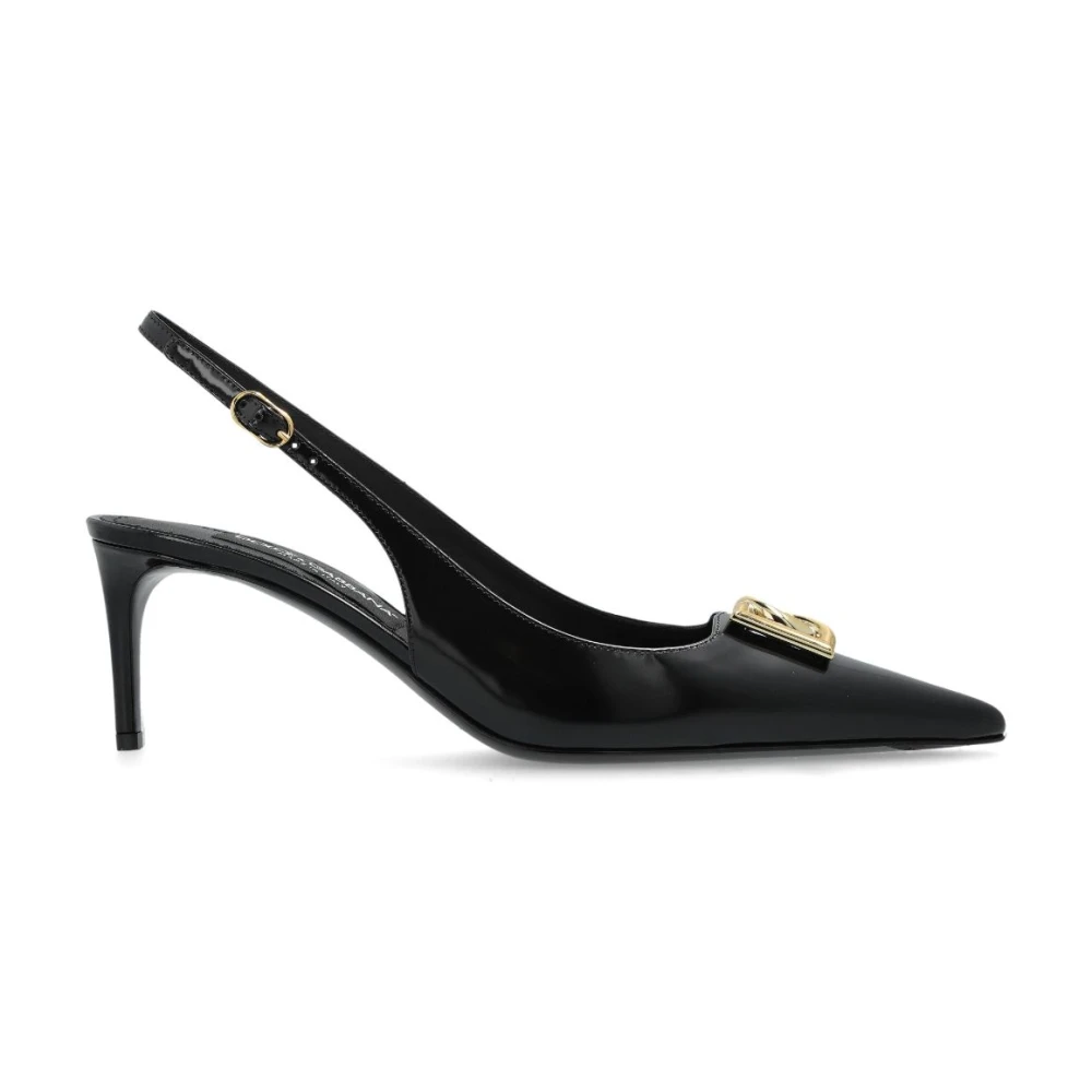 Dolce & Gabbana Women's Black Logo Plaque Pumps Stiletto Heel