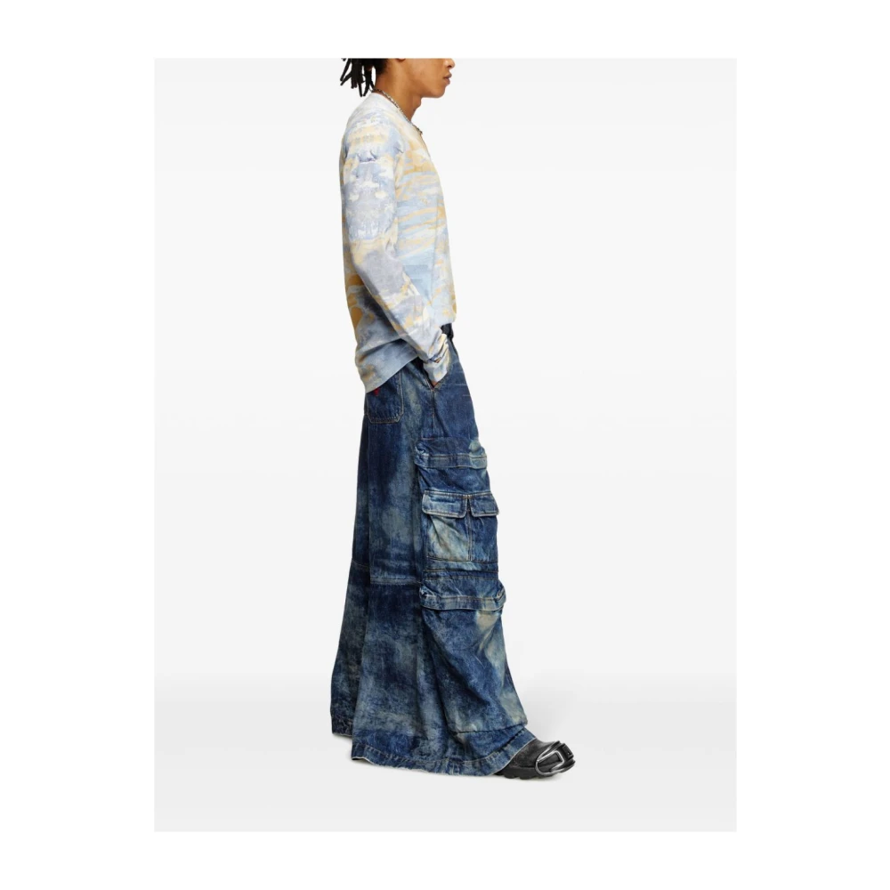 Diesel Denim Cargo Broek Unisex Indigo Blauw Blue Dames