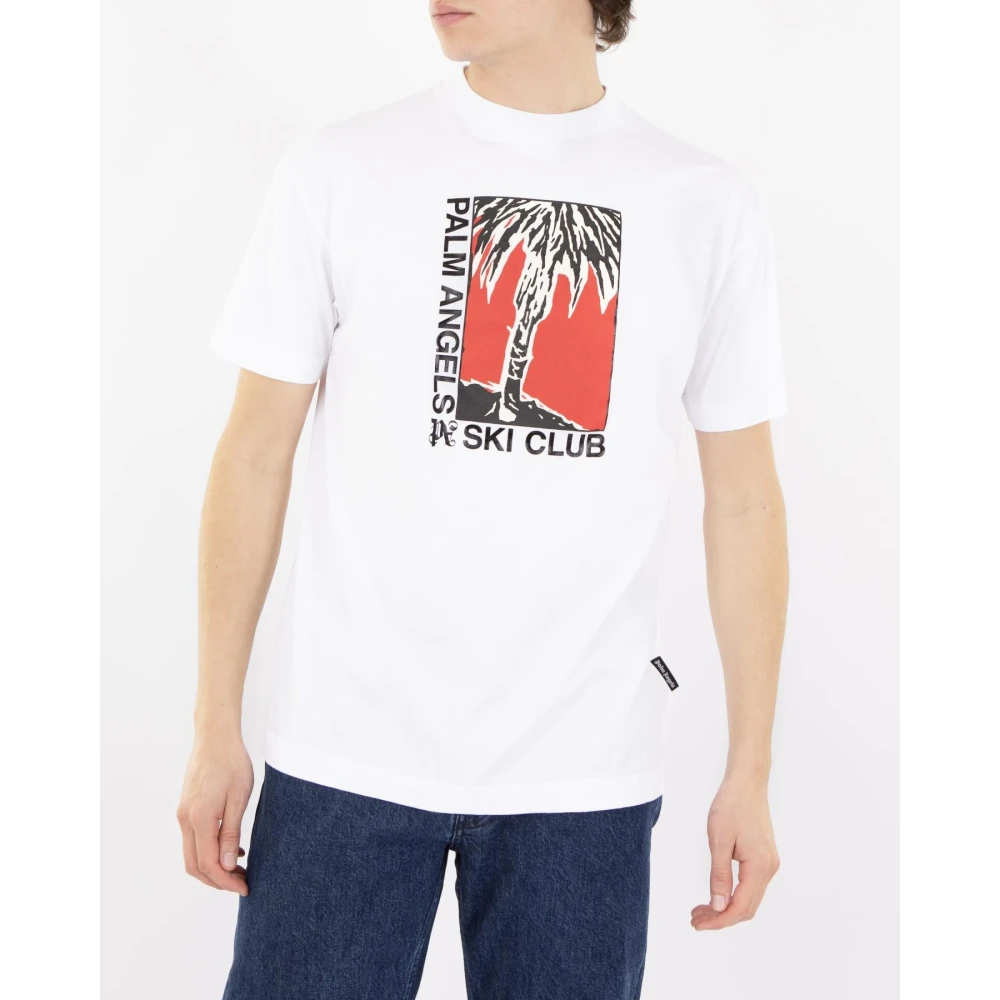 Palm Angels Heren Ski Club T-Shirt Wit White Heren