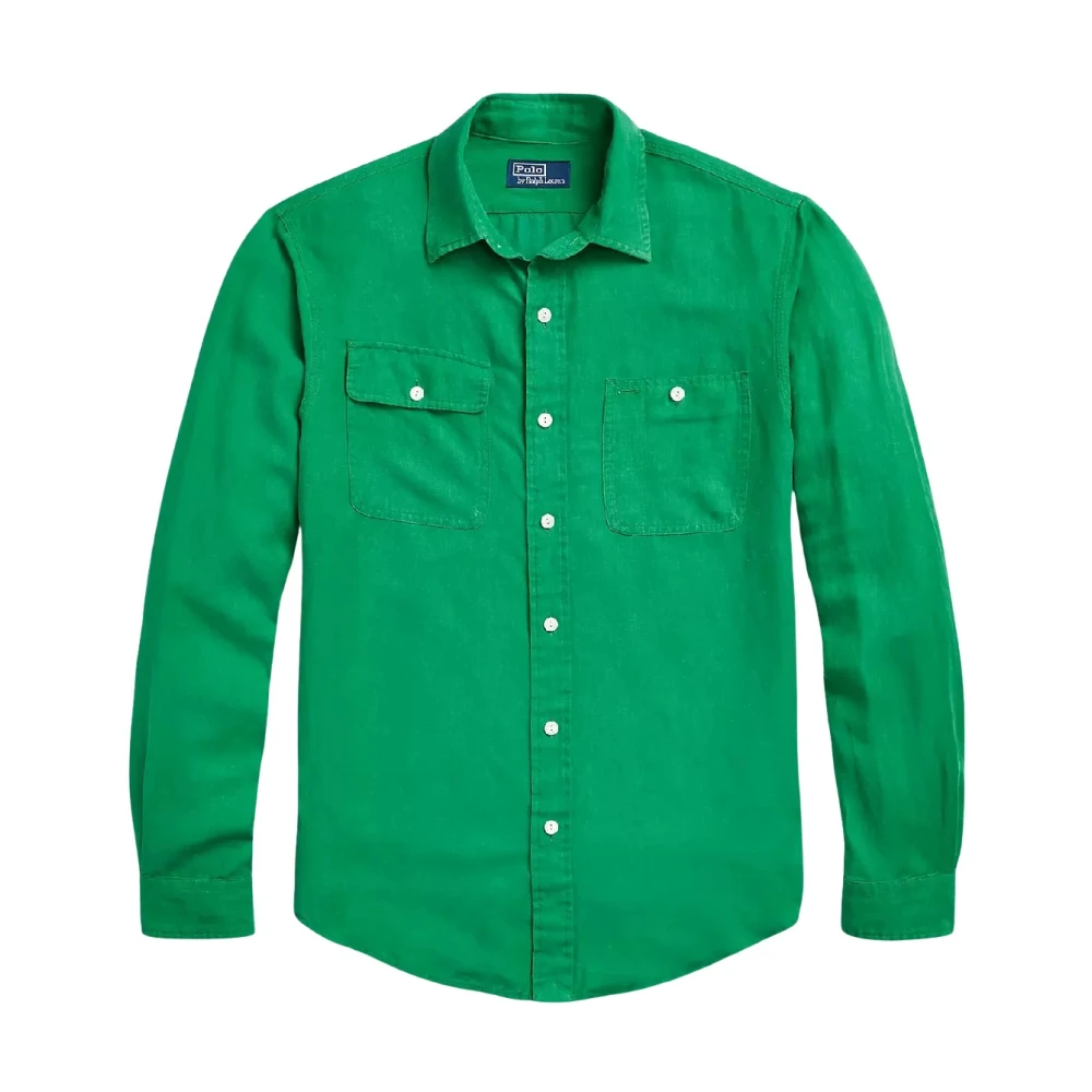 Ralph Lauren Linnenmix Button-Up Overhemd Green Heren
