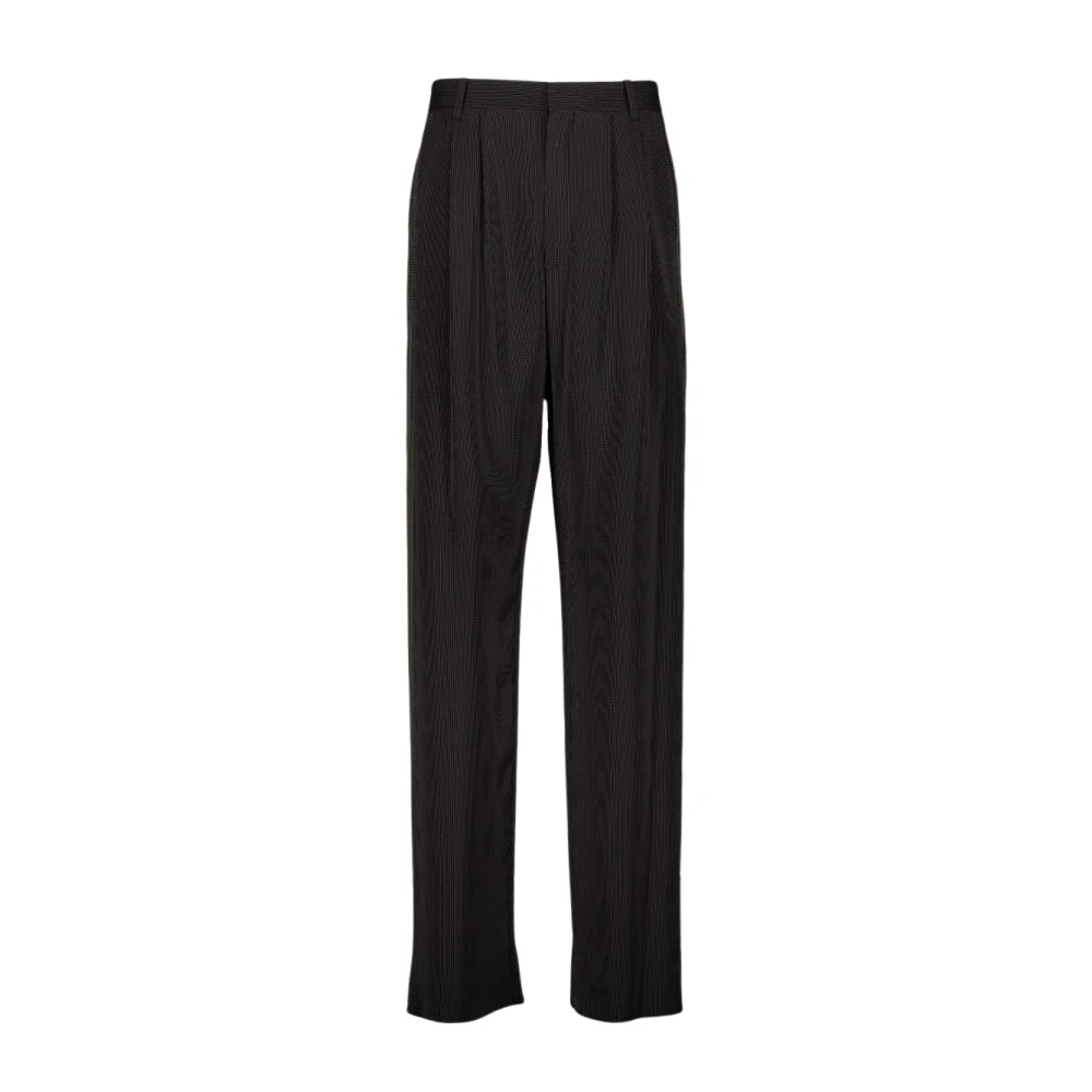 Saint Laurent Men's Black Striped Baggy Canvas Trousers