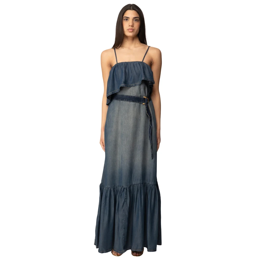 Pinko Women's Blue Abito Lungo In Tela Denim - Maxi Dresses - Xs - Dresses
