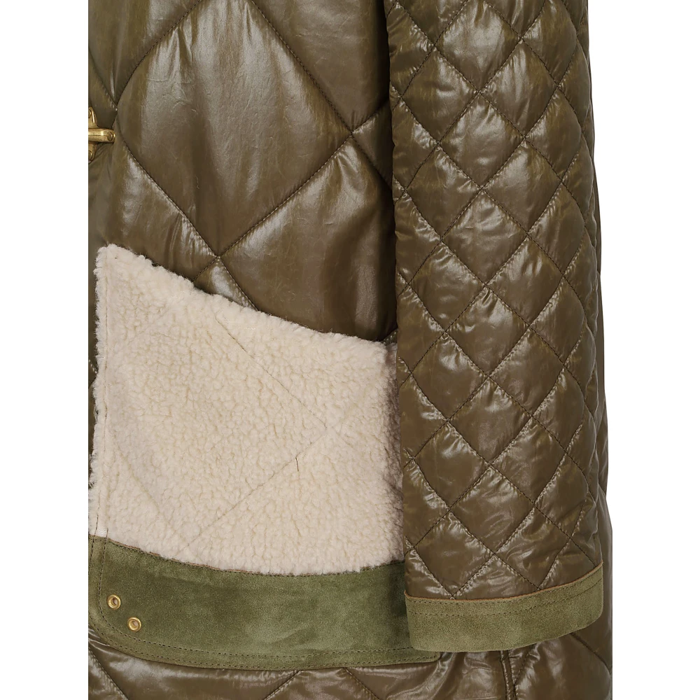 Fay Militaire Stijl Jas met Suède Details Green Dames