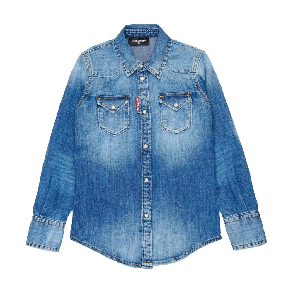 Dsquared2 Boys Blue Denim Shirt - Light Jackets - 16 Y - Kids