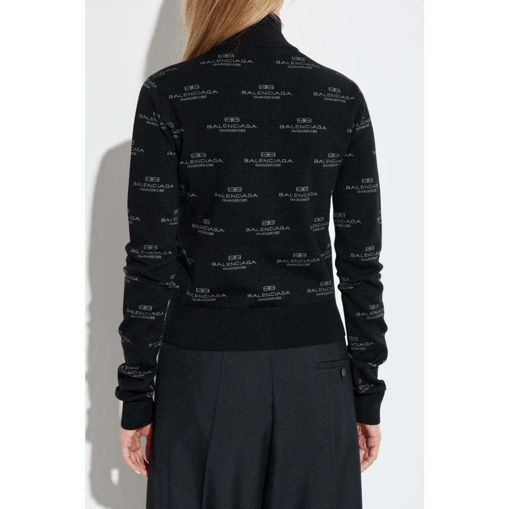 Balenciaga Cardigan met logo Black Dames