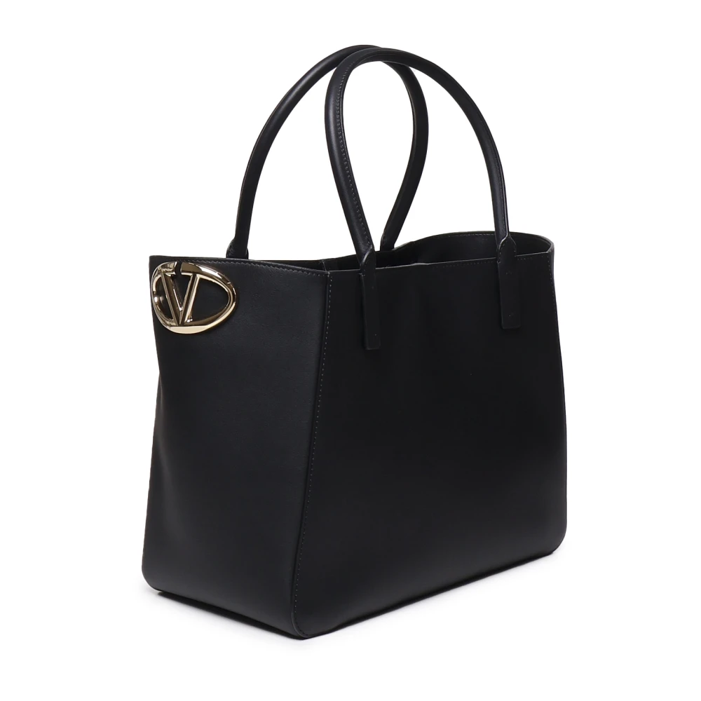 Valentino Garavani Zwarte leren tote tas met VLogo Black Dames