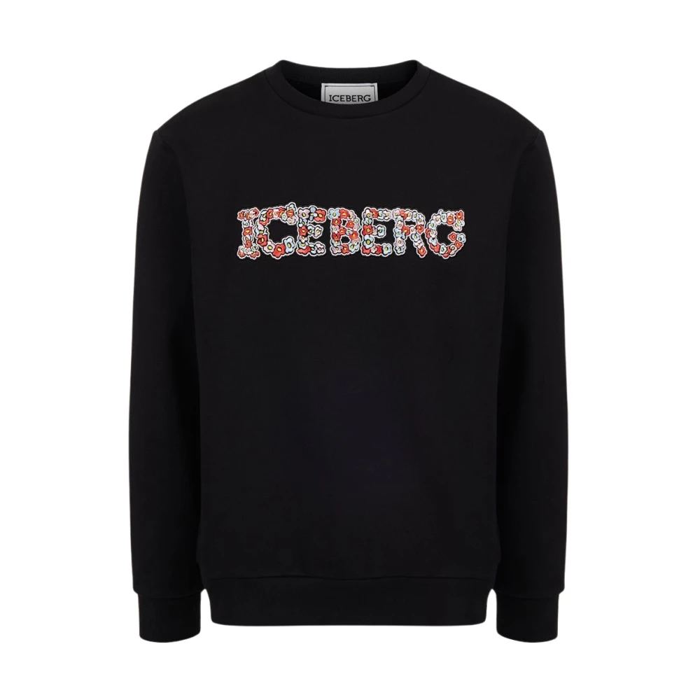 Iceberg Sweatshirt met bloemenlogo Black Heren