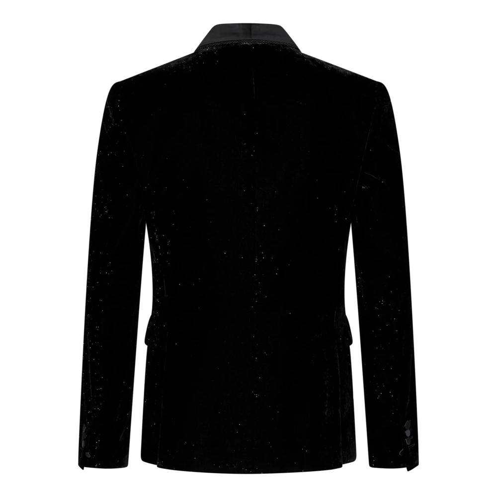 Dsquared2 Zwart Fluweel Tuxedo Blazer Aw24 Black Heren