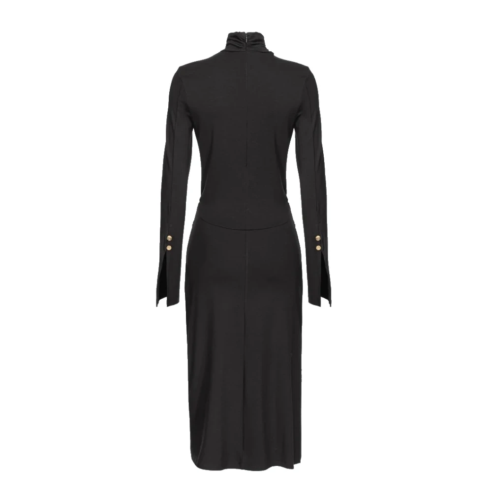 pinko Zwarte Alpha Polo Nek Jurk Black Dames