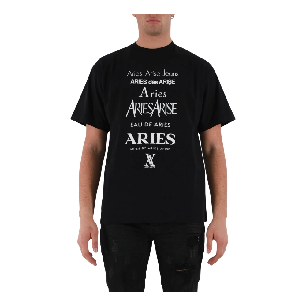 Aries Katoenen T-shirt met Frontprint Black Heren