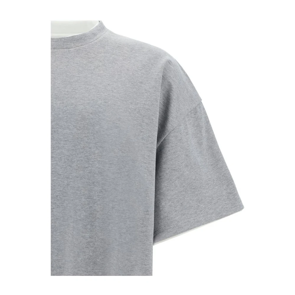 Jil Sander Monochrome Geribbelde Crew Neck T-shirt Gray Heren