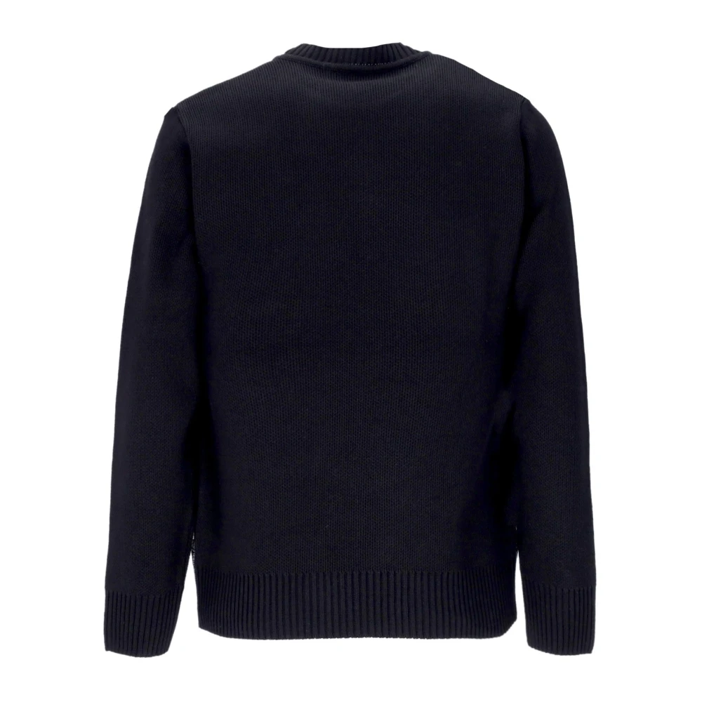 Iuter Zwarte Crewneck Sweater met Geribbelde Details Black Heren