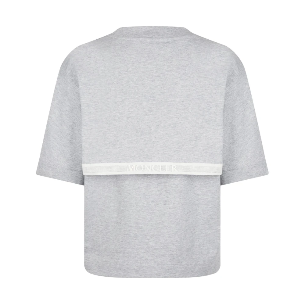 Moncler Gestreept Logo T-shirt Grijs Katoen Gray Dames