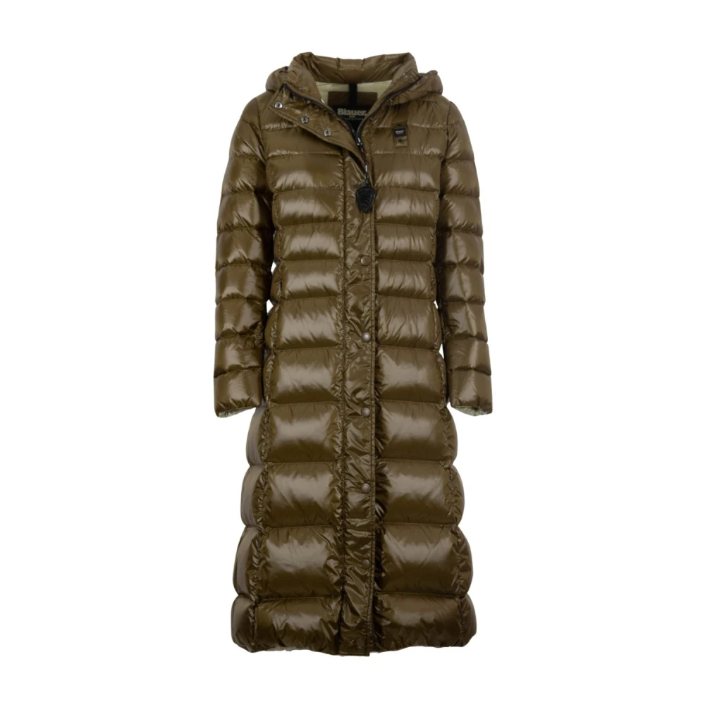 Blauer Lange gewatteerde parka met capuchon bruin Brown Dames