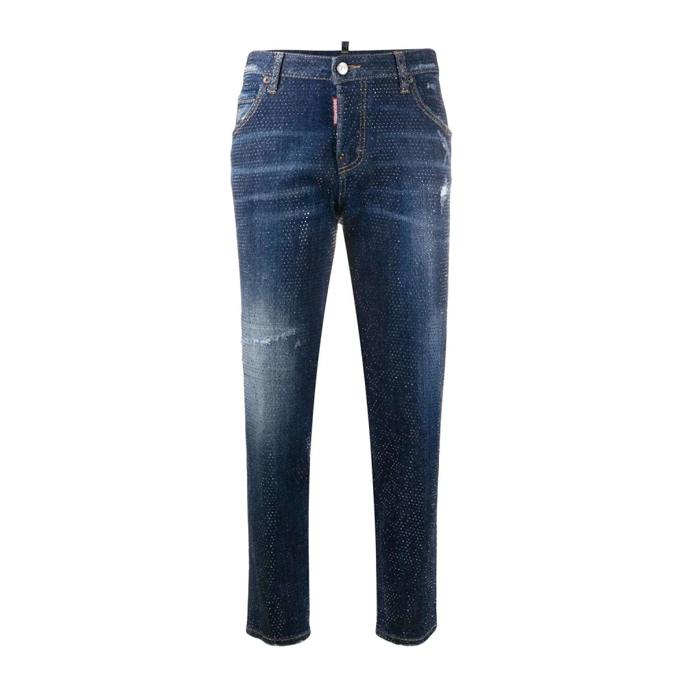 Dsquared2 Studded Cropped Skinny Jeans Blue Dames
