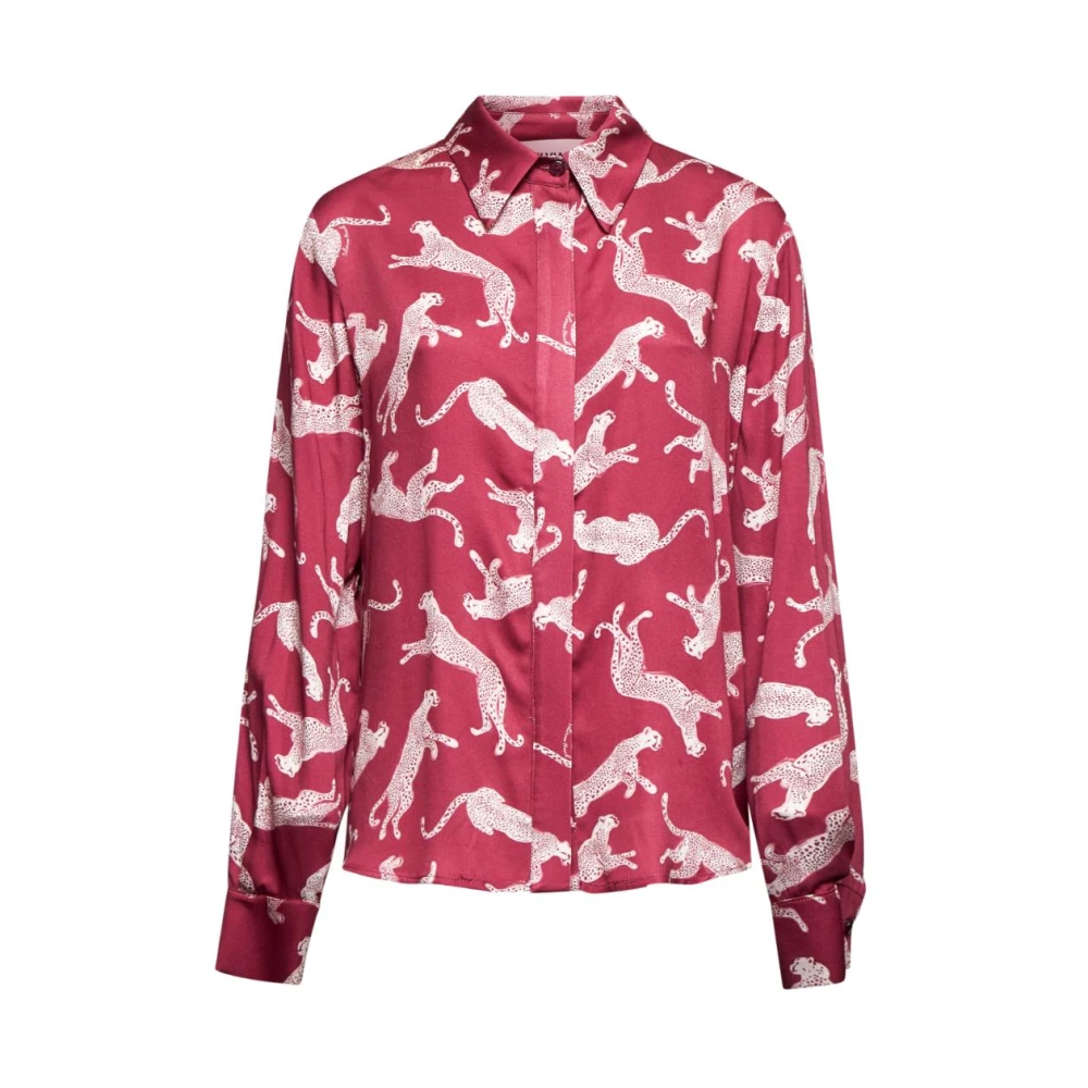 Silvian Heach Vrouw Roze Overhemden Dames, 2XS, Leer, Gedrukt Overhemd Met Klassieke Kraag