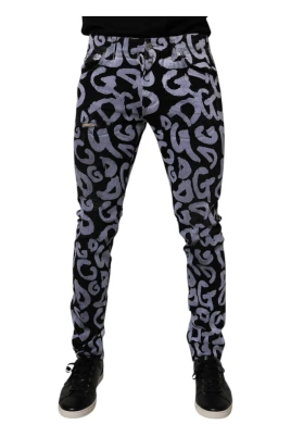 Black Logo Monogram Skinny Denim Jeans
