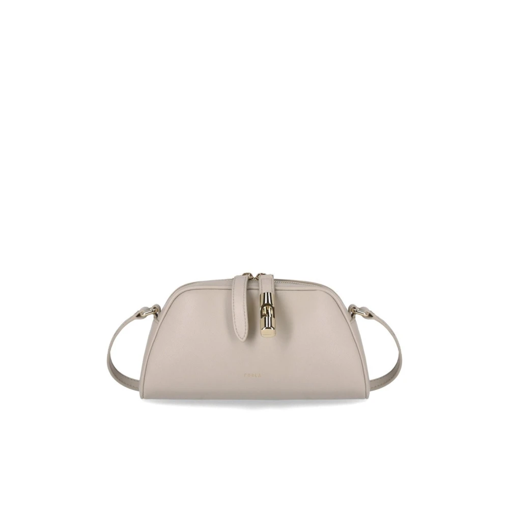 Furla Vanilla Mini Crossbody Tas met Glossy Finish Beige Dames