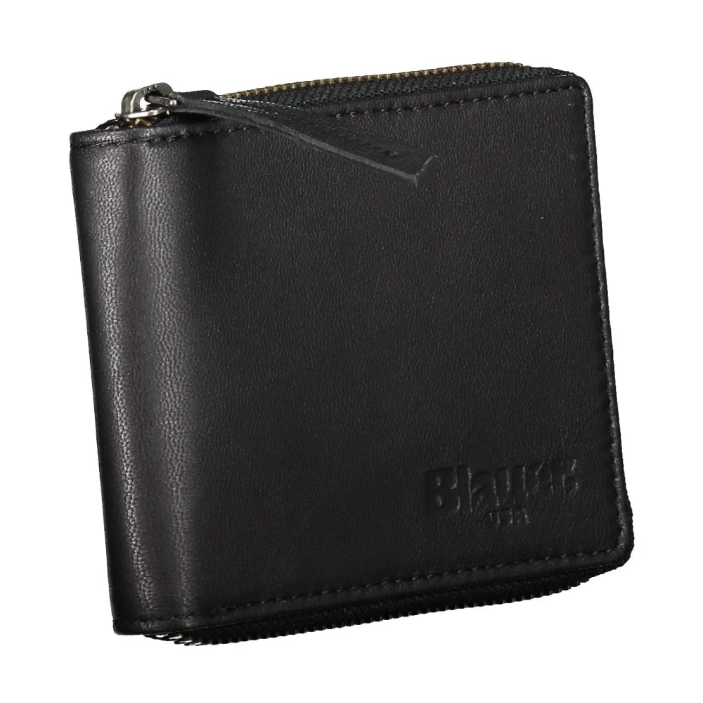 Blauer Heren Portemonnee Zwart Rond Rits Sluiting Black Heren