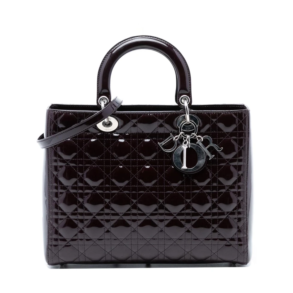 Dior Vintage Women's Purple Pre-Owned Structured Quilted Handbag