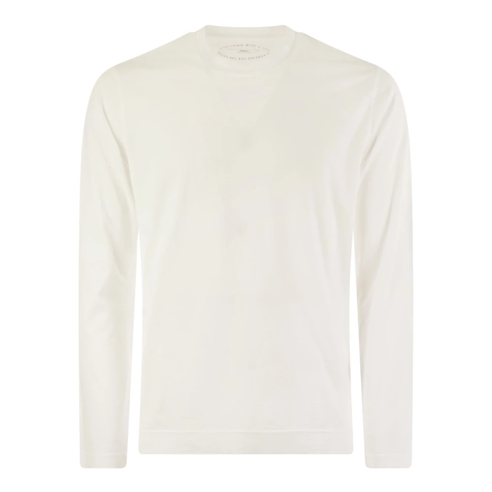 Fedeli Luxe Giza Katoenen Longsleeve T-shirt White Heren