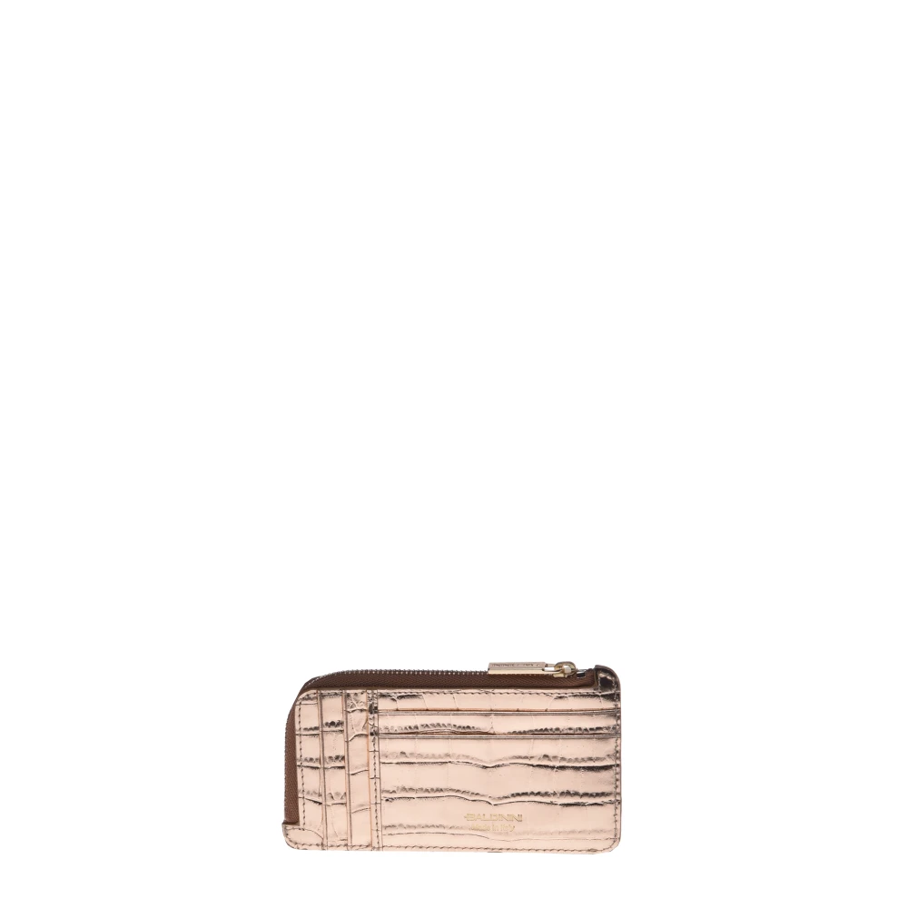 Baldinini Wallet in platinum laminated crocodile Yellow Dames