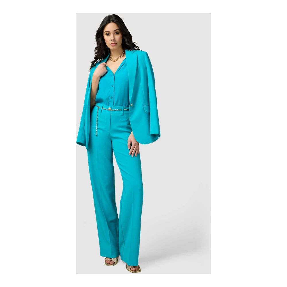 Oltre Flare Broek van Technische Stof Blue Dames
