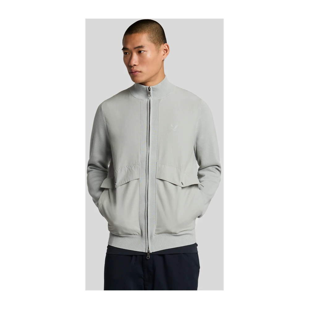 Lyle & Scott Mid Knits Milano Hybrid Full Zip Gebreid Jack Blue Heren