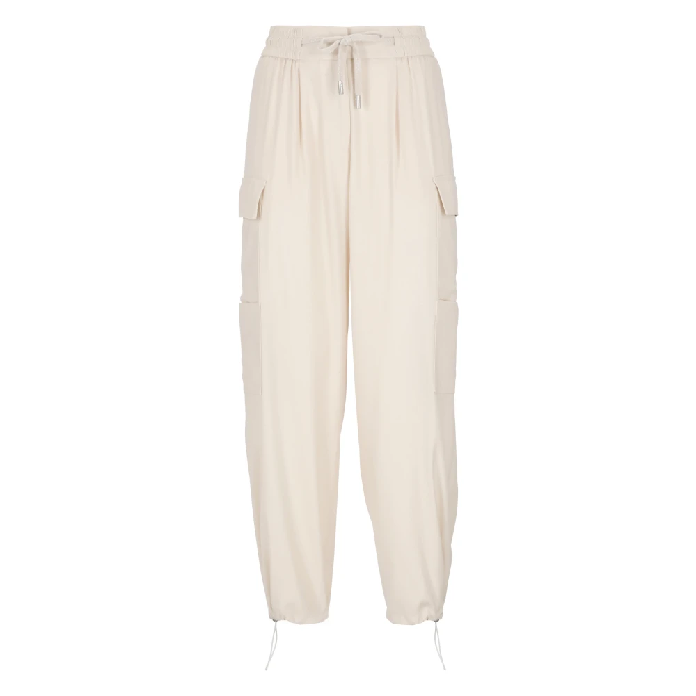 PESERICO Roze Wollen Cargo Broek Beige Dames