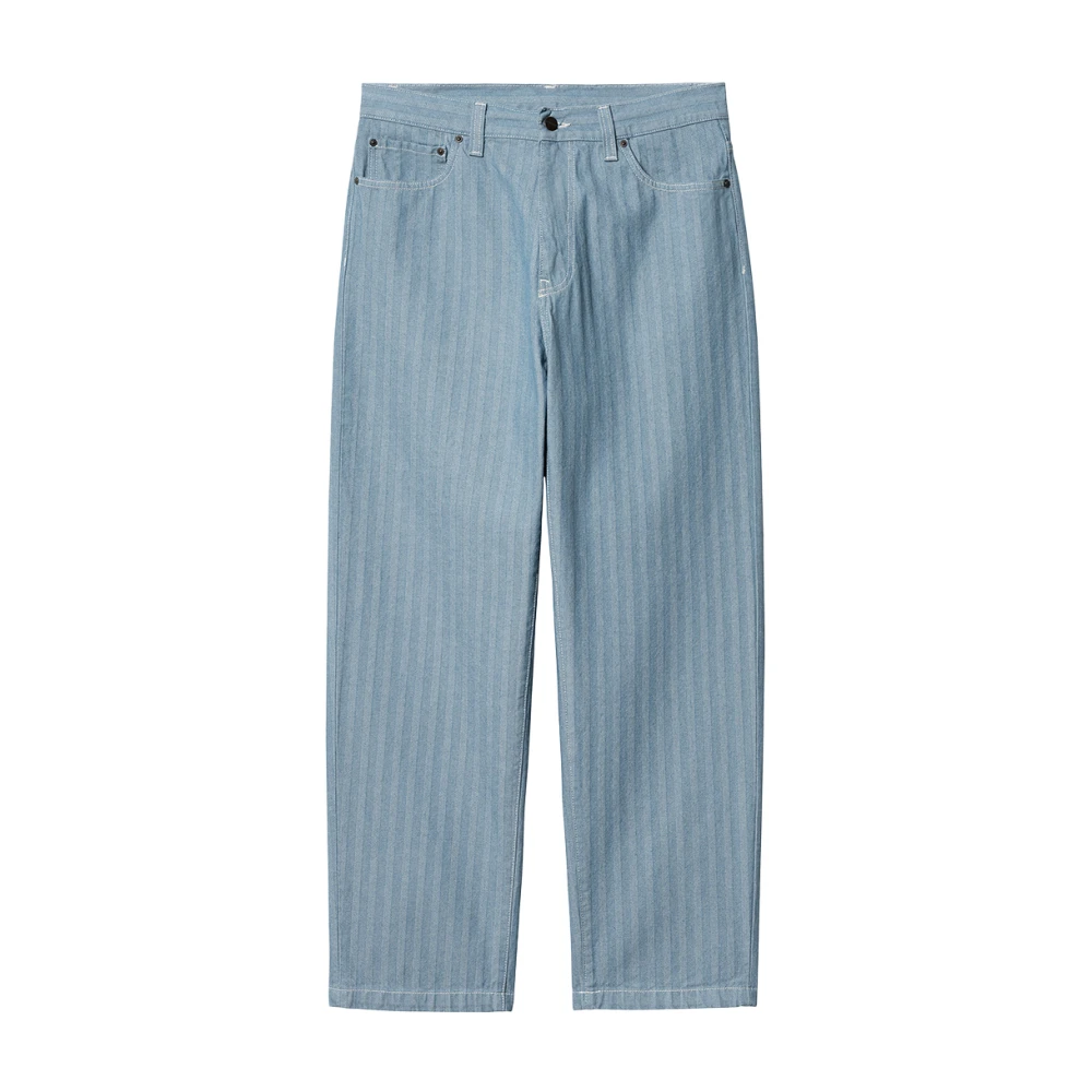 Carhartt WIP Herringbone Denim Broek met Contraststiksels Blue Heren