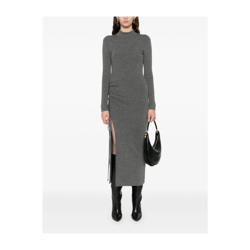 Michael Kors Grijze Wol Midi Jurk met Split Gray Dames