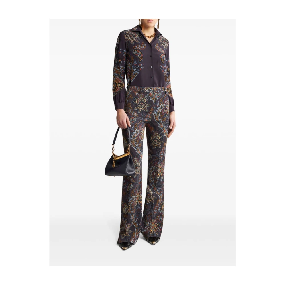 ETRO Blauwe Paisley Zijden Overhemd Multicolor Dames