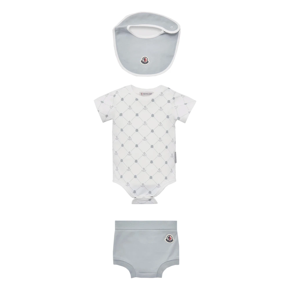 Moncler Unisex Kids White Sets,, Logo Bodysuit, Bib, And Culottes Set Medium