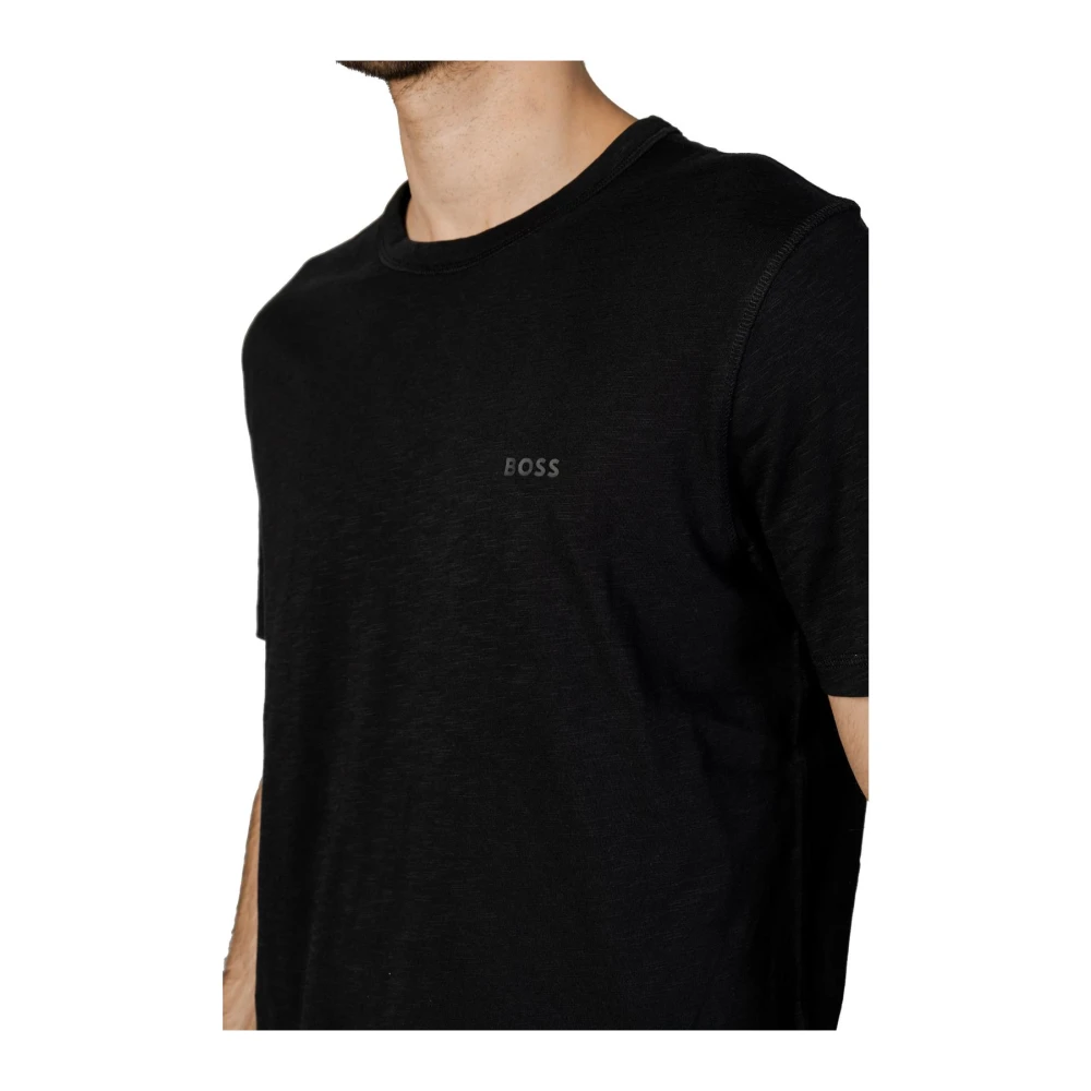 Hugo Boss Zwart Print Korte Mouw Tee Black Heren